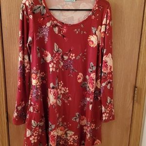 Red Floral knit dress, P.S. Kate, size medium